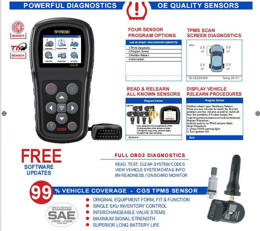 Black Metal TPMS Sensor Starter Kit - 315 /433 MHz - Maventech